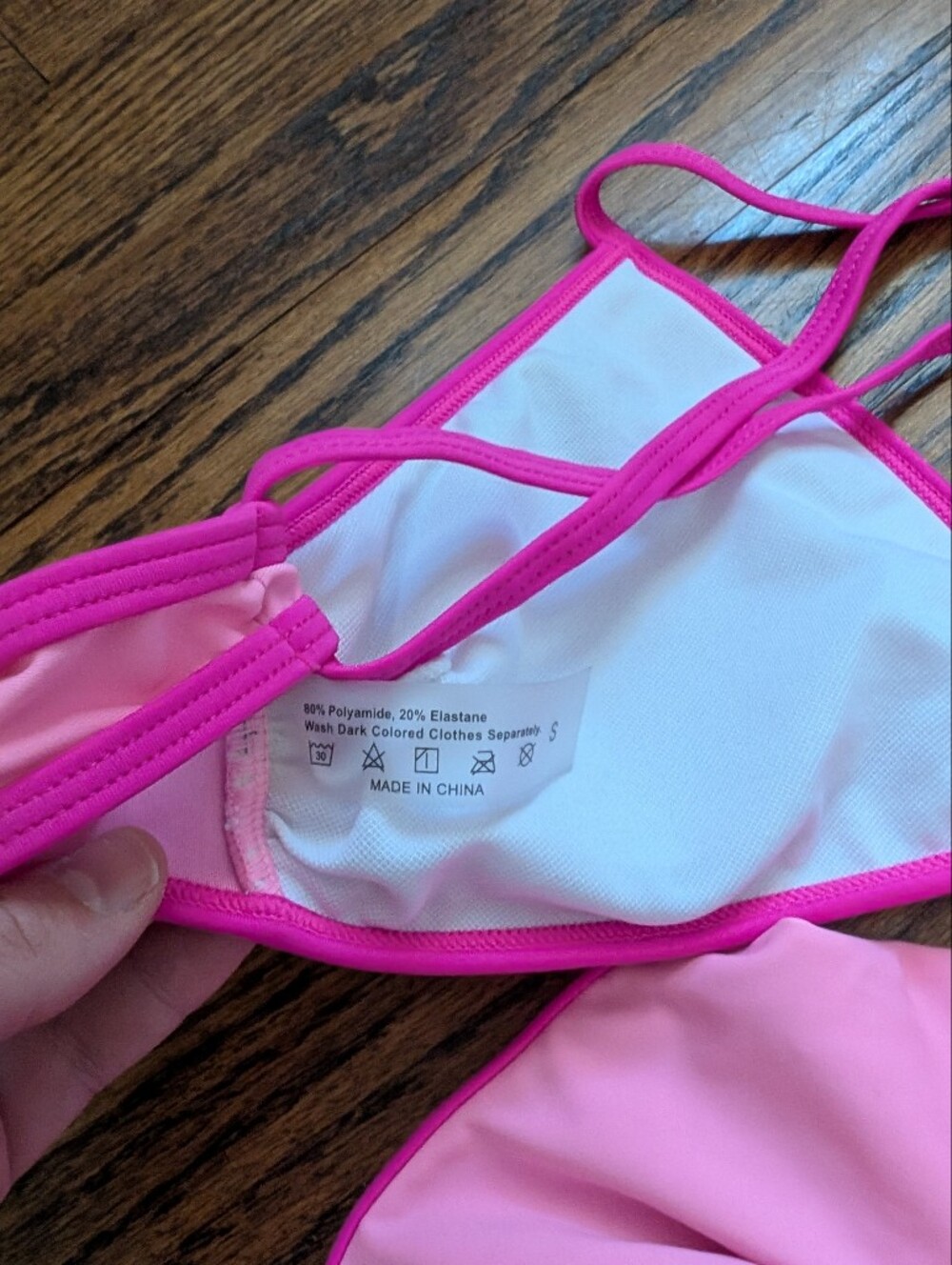 Pink Colorblock String Bikini Set Size S - Picture 3 of 4